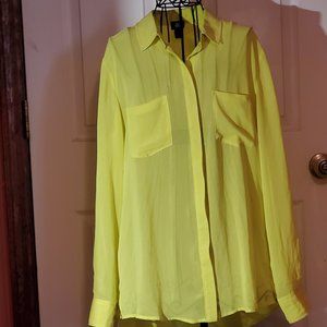 Yellow Top 100% Polyester Blouse Size 14